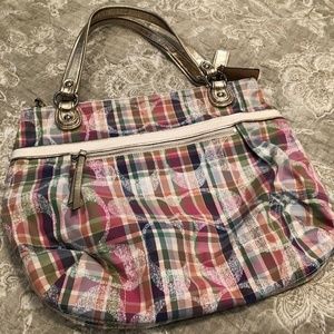 COACH Madras Daisy Poppy Plaid Purse